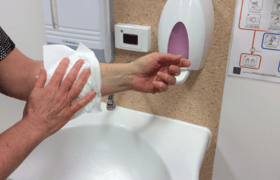 Dry access arm with paper towel